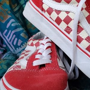Red and white vans